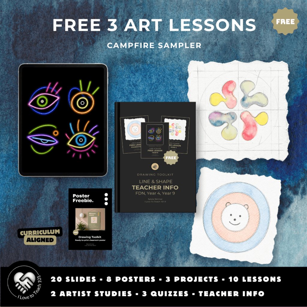 Teacher Resources to Spark Creativity 3 love to teach free line and shape art lessons - from the campfire collection
