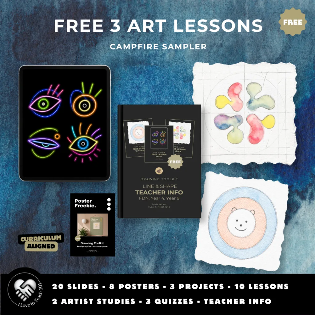love to teach free line and shape art lessons - from the campfire collection