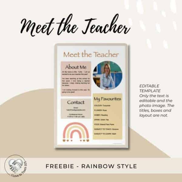 Meet the teacher template - editable freebie