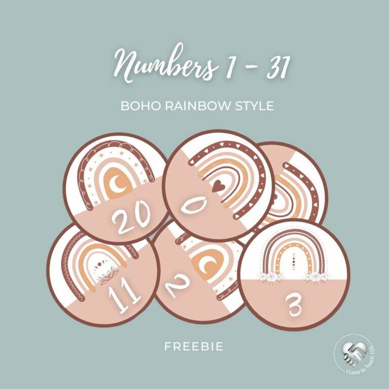 Calendar Flashcards Numbers 1-31 freebie