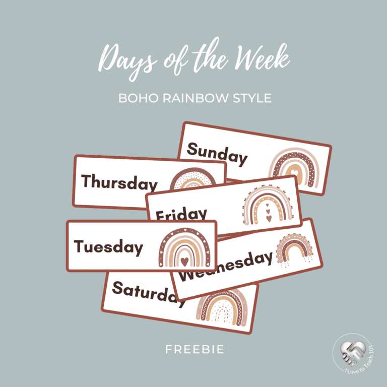 FREE days of the week calendar flashcards