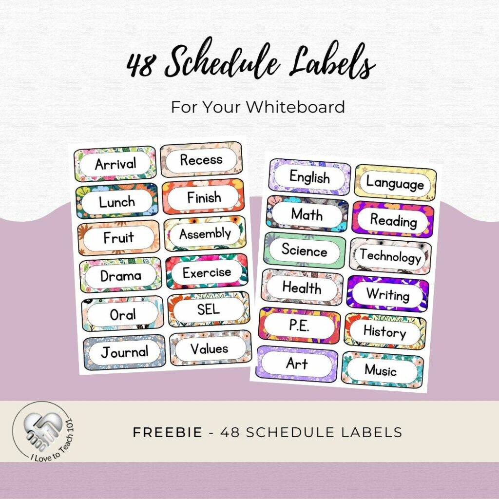 48 Floral Schedule Labels - FREEBIE