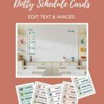 Boho Neutral Dotty Schedule Cards - editable text and images