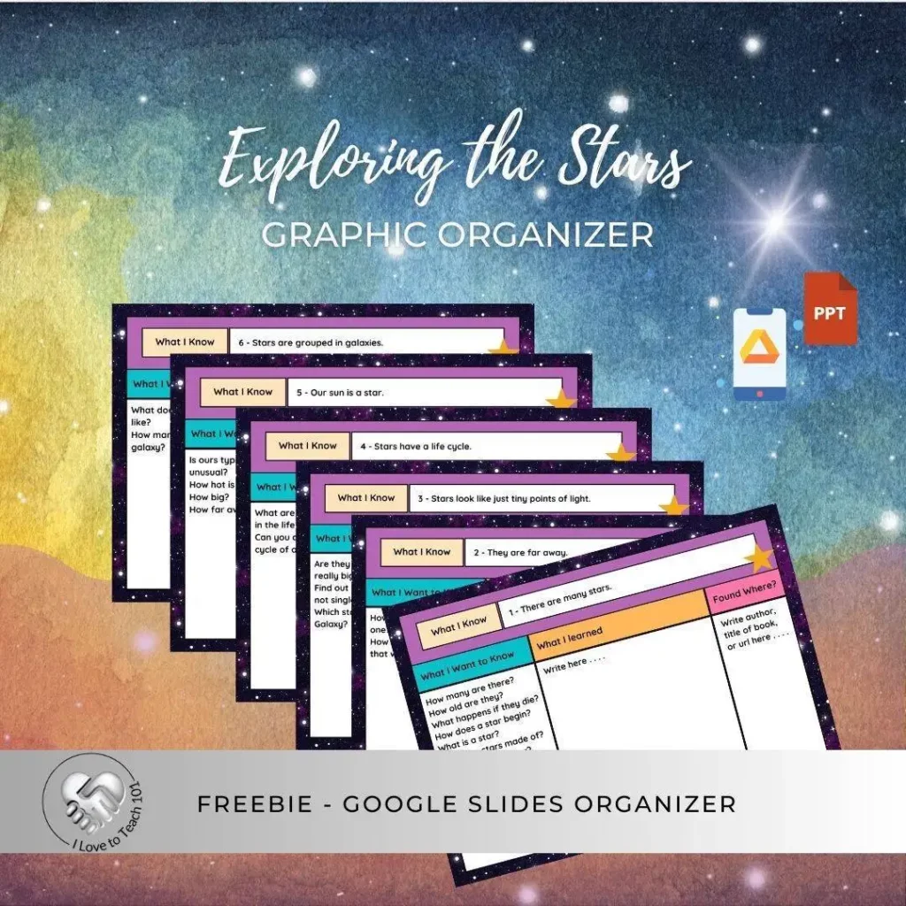 Exploring the Stars Google Drive Graphic Organizer Freebie