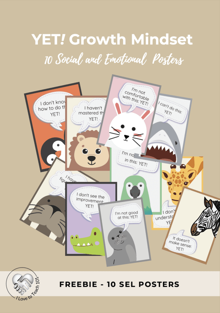 10 FREE Yet! Growth Mindset SEL Posters - animal themed