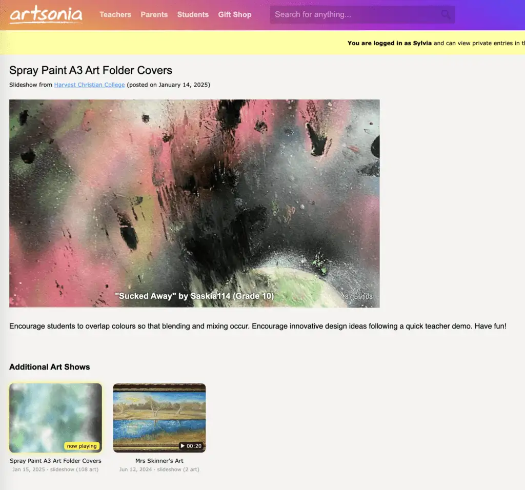 Artsonia Guide: 10 Tips to Empower Art Students with Tech 9 Spray Painting Art Slide Show - Year 10 artwork