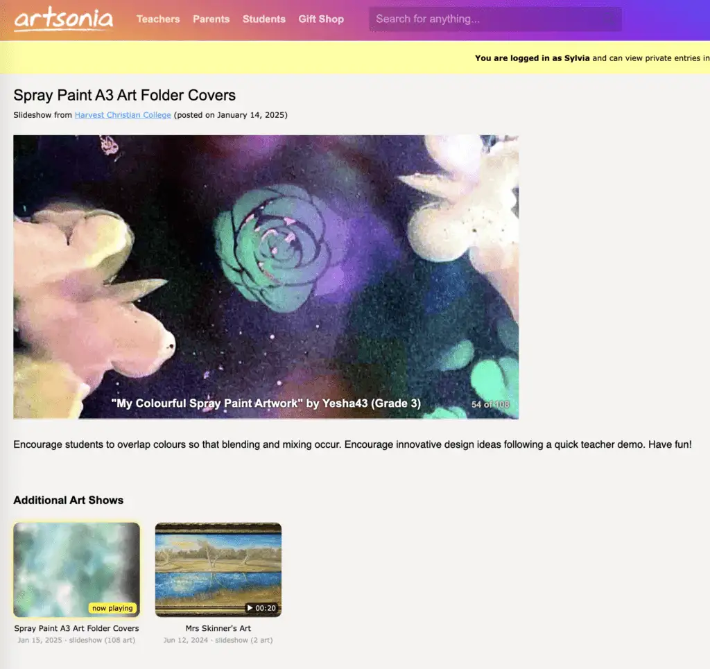 Artsonia Guide: 10 Tips to Empower Art Students with Tech 8 Spray Painting Art Slide Show - Year 3 artwork