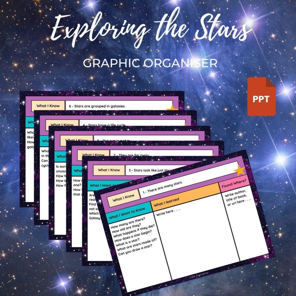 Graphic Organiser to explore the stars freebie