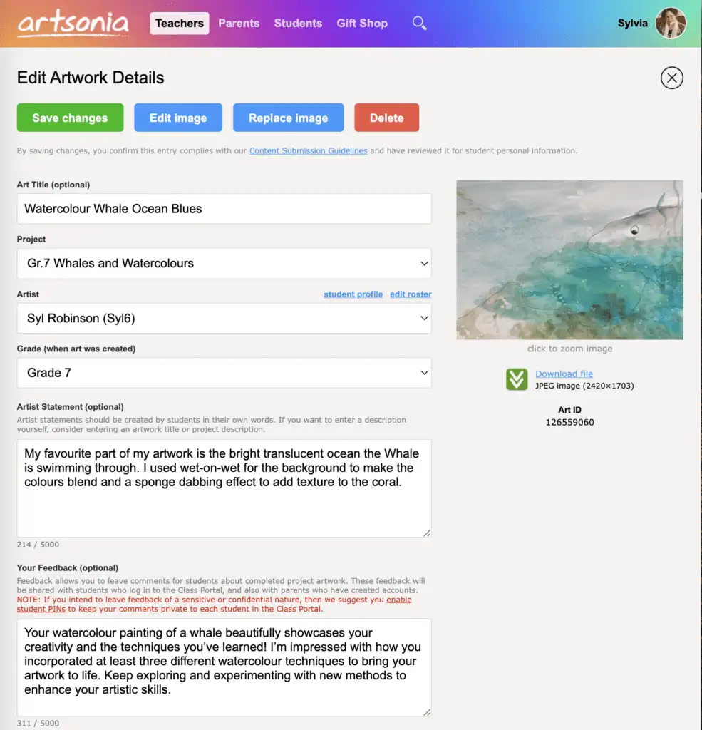 Artsonia Guide: 10 Tips to Empower Art Students with Tech 16 Easy to give teacher feedback privately and publicly