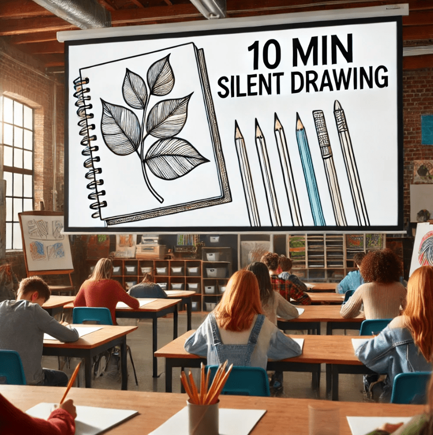 start with 10 mins silent drawing