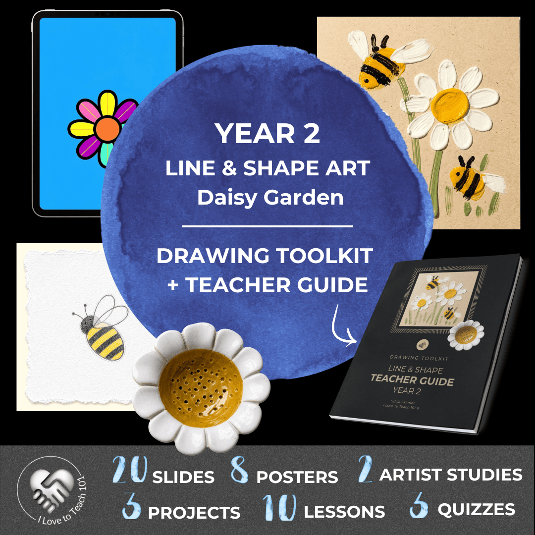 Year 2 Line and Shape Art Lessons: Daisy Garden