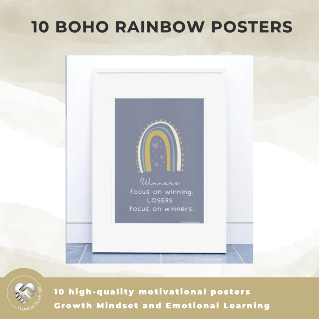 10 boho rainbow posters - high-quality motivational posters - growth mindset and emotional learning