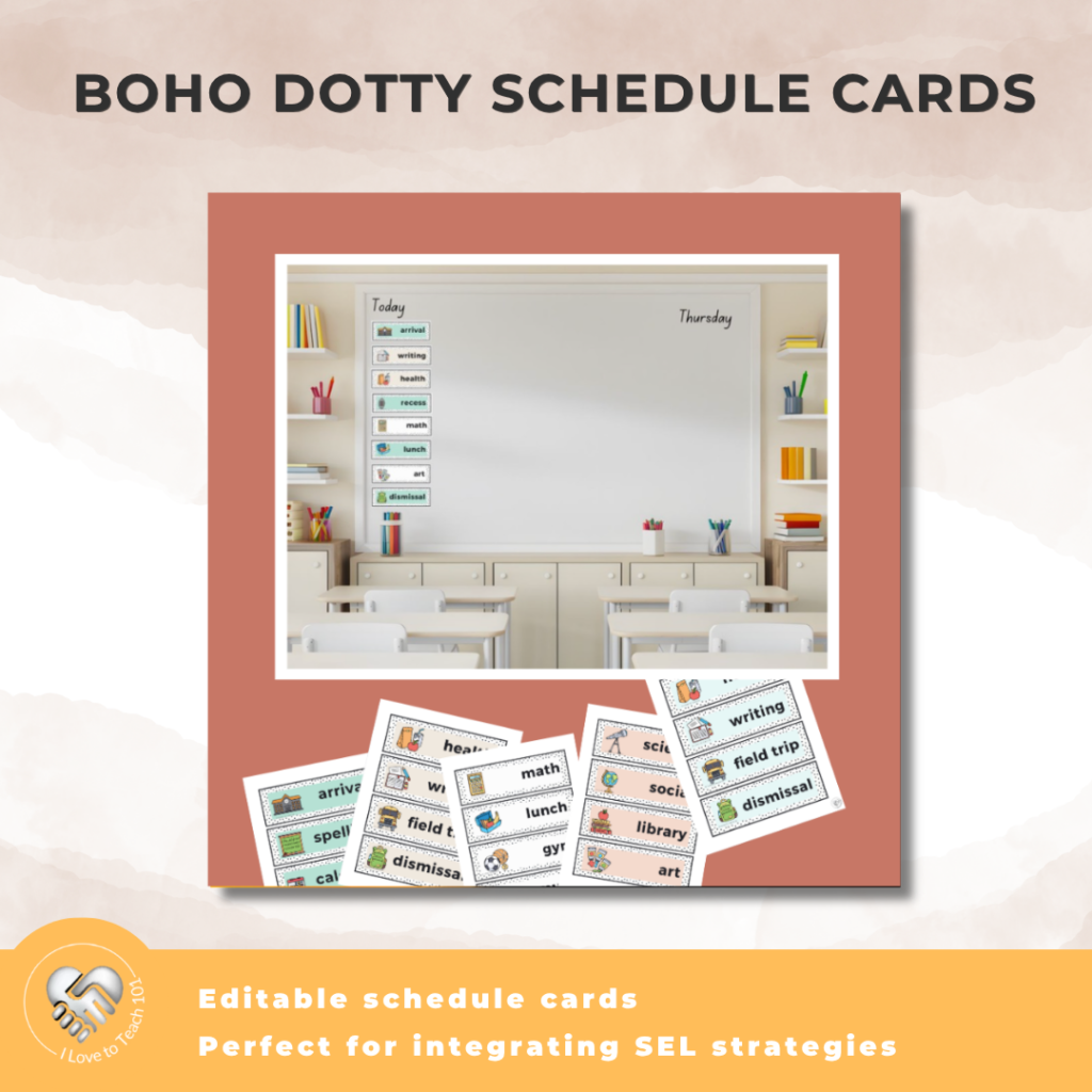 boho dotty schedule cards - editable