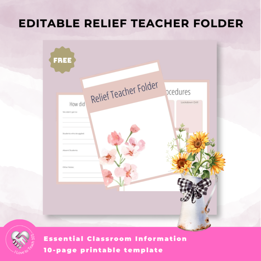 freebie - Editable Relief Teacher Folder