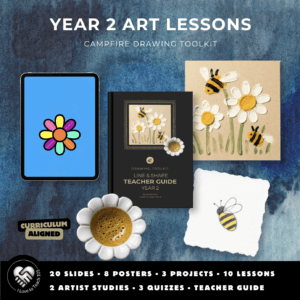 year 2 line and shape art lessons - campfire