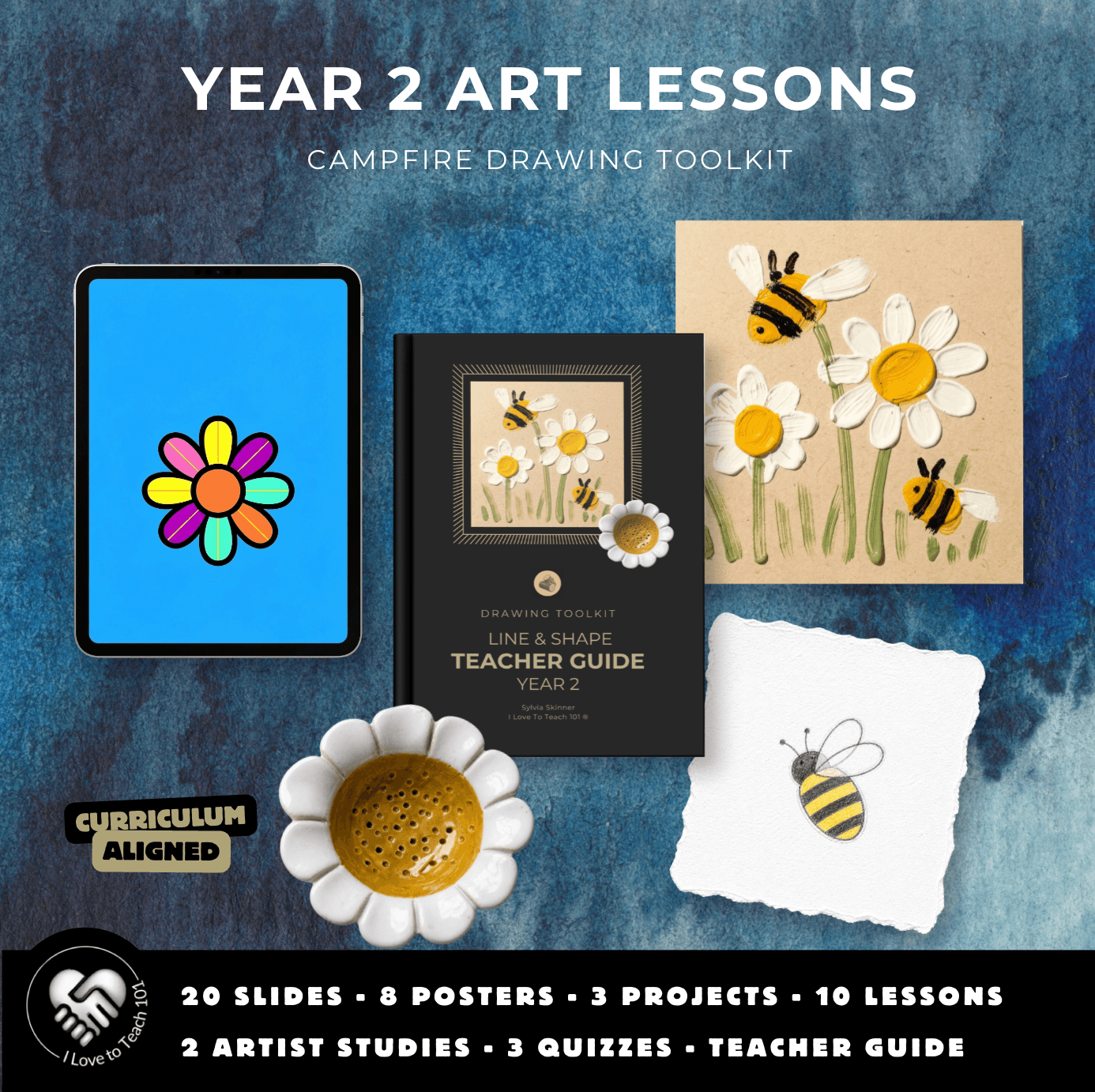 Year 2 Line and Shape Art Lessons: Daisy Garden