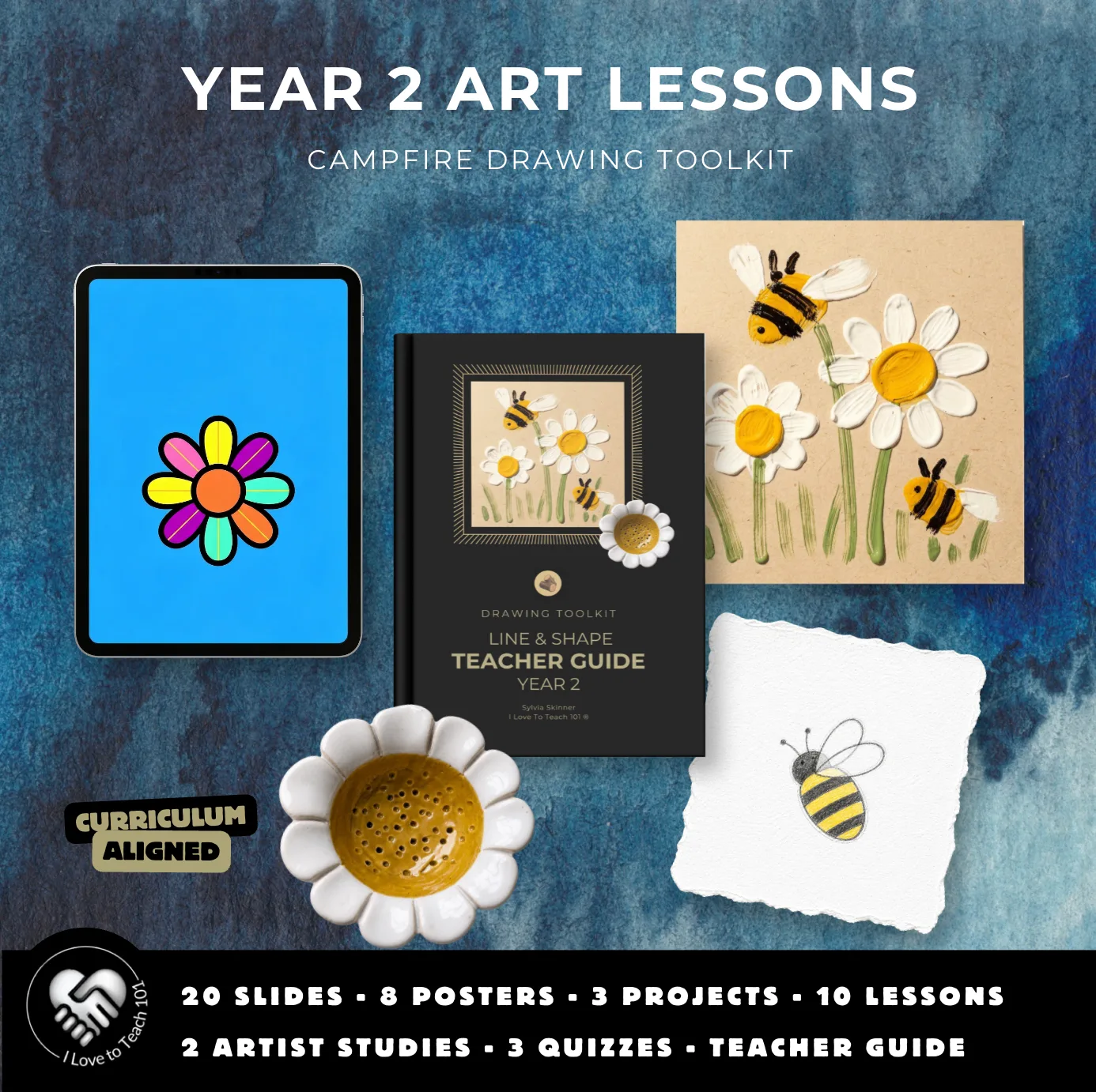 Year 2 Line and Shape Art Lessons: Daisy Garden