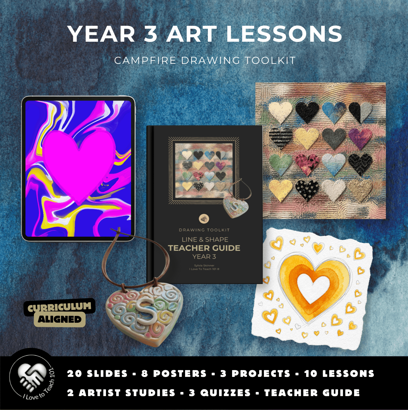 Year 3 Line and Shape Art Lessons: Nested Hearts